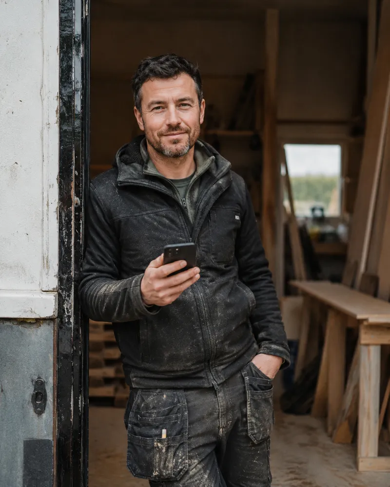 A carpenter in his workshop