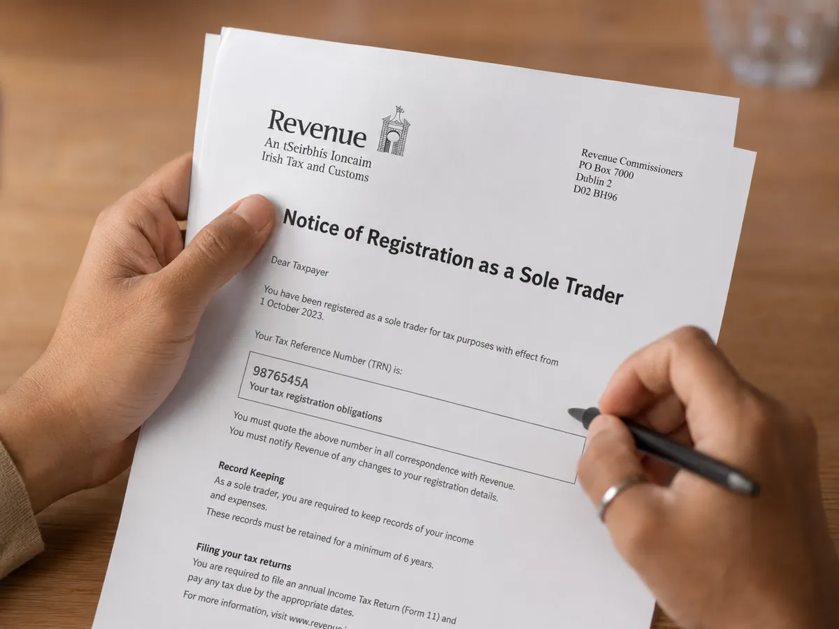 Irish Revenue sole trader registration paperwork